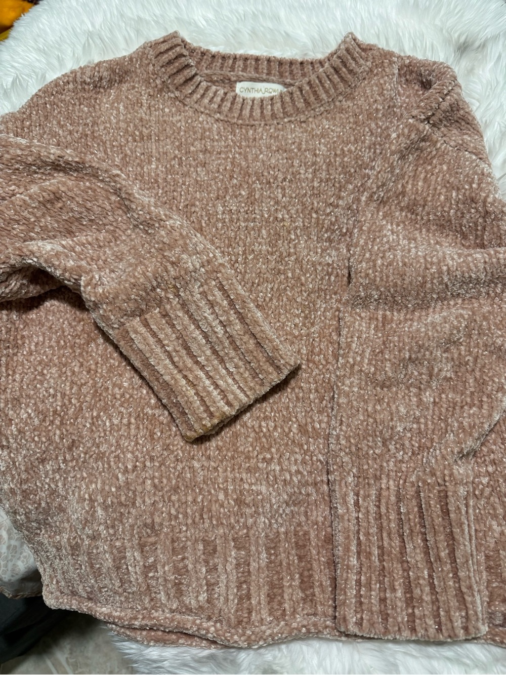 Cynthia Rowley Dusty Rose Chenille Crew Sweater